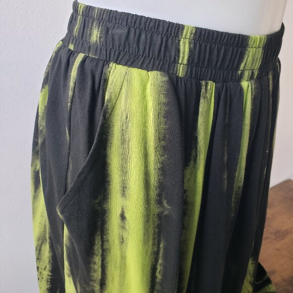 Kate Hewko Black and Neon Lime Long Green Skirt - Picture 2 of 11